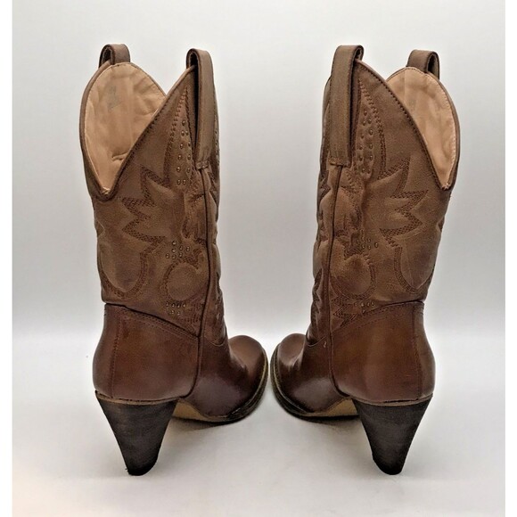 Very Volatile Denver Cowboy Boots Women's 9 Brown Studded Western Heeled Boot - Picture 7 of 13